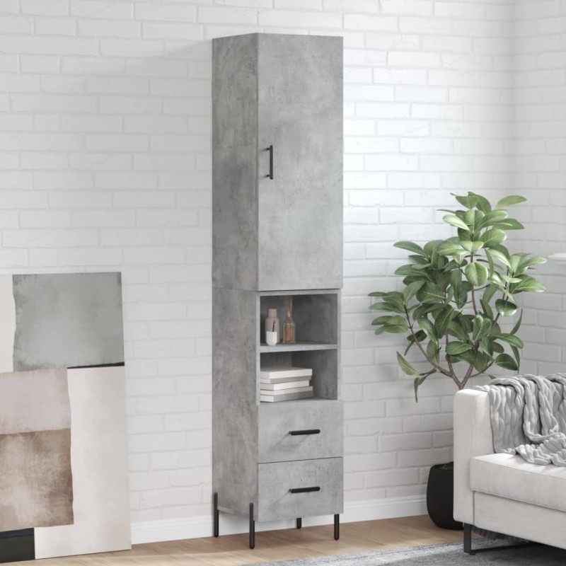 vidaXL Credenza Grigio Cemento 34,5x34x180 cm in Legno Multistrato vidaXL Credenza Grigio Cemento 34,5x34x180 cm in Legno Multistrato