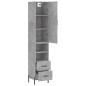 vidaXL Credenza Grigio Cemento 34,5x34x180 cm in Legno Multistrato vidaXL Credenza Grigio Cemento 34,5x34x180 cm in Legno Multistrato