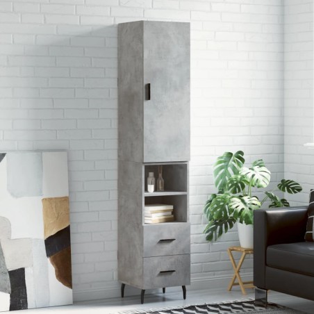 vidaXL Credenza Grigio Cemento 34,5x34x180 cm in Legno Multistrato