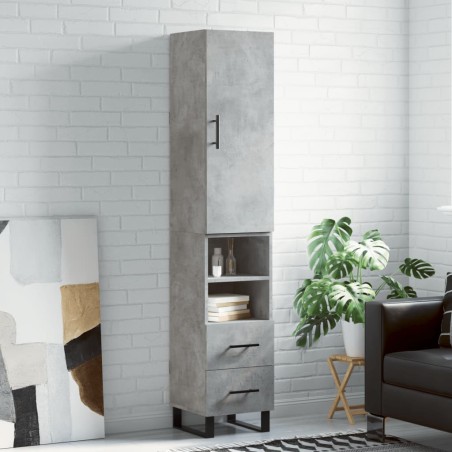 vidaXL Credenza Grigio Cemento 34,5x34x180 cm in Legno Multistrato