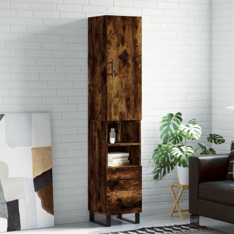 vidaXL Credenza Rovere Fumo 34,5x34x180 cm in Legno Multistrato vidaXL Credenza Rovere Fumo 34,5x34x180 cm in Legno Multistrato