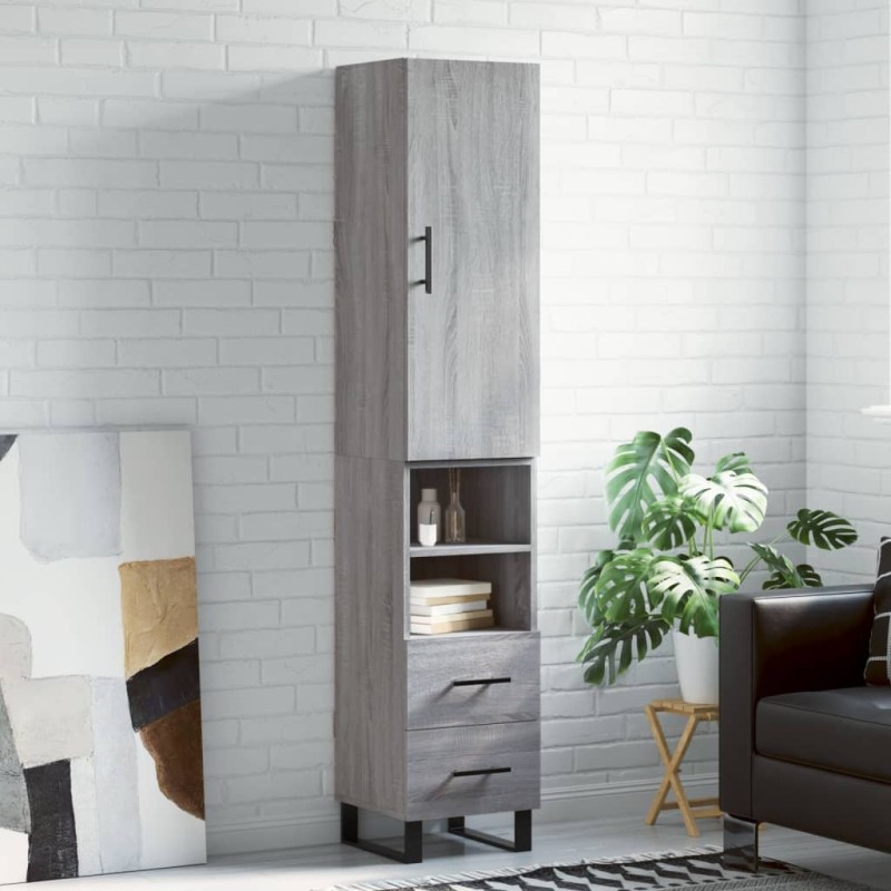 vidaXL Credenza Grigio Sonoma 34,5x34x180 cm in Legno Multistrato vidaXL Credenza Grigio Sonoma 34,5x34x180 cm in Legno Multistrato