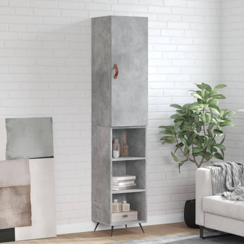 vidaXL Credenza Grigio Cemento 34,5x34x180 cm in Legno Multistrato vidaXL Credenza Grigio Cemento 34,5x34x180 cm in Legno Multistrato
