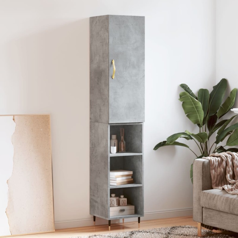 vidaXL Credenza Grigio Cemento 34,5x34x180 cm in Legno Multistrato vidaXL Credenza Grigio Cemento 34,5x34x180 cm in Legno Multistrato
