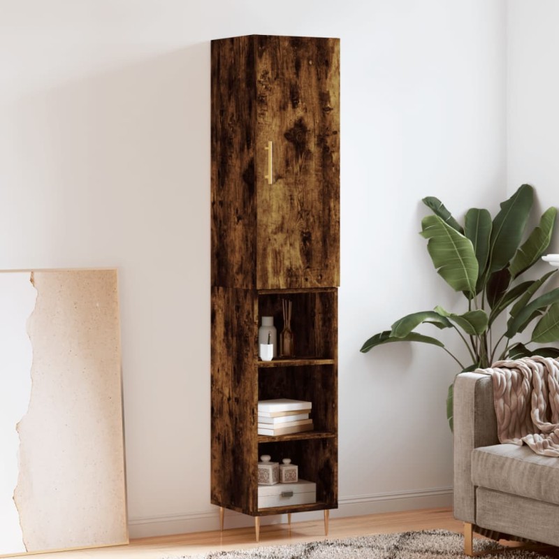 vidaXL Credenza Rovere Fumo 34,5x34x180 cm in Legno Multistrato vidaXL Credenza Rovere Fumo 34,5x34x180 cm in Legno Multistrato