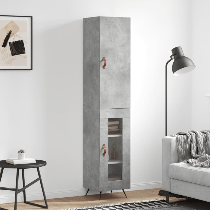 vidaXL Credenza Grigio Cemento 34,5x34x180 cm in Legno Multistrato vidaXL Credenza Grigio Cemento 34,5x34x180 cm in Legno Multistrato