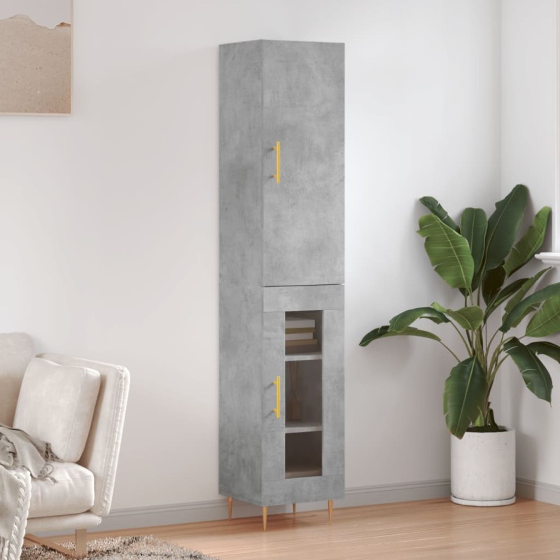 vidaXL Credenza Grigio Cemento 34,5x34x180 cm in Legno Multistrato vidaXL Credenza Grigio Cemento 34,5x34x180 cm in Legno Multistrato