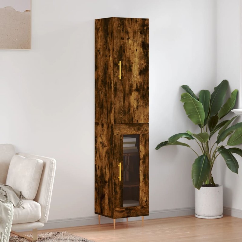 vidaXL Credenza Rovere Fumo 34,5x34x180 cm in Legno Multistrato vidaXL Credenza Rovere Fumo 34,5x34x180 cm in Legno Multistrato
