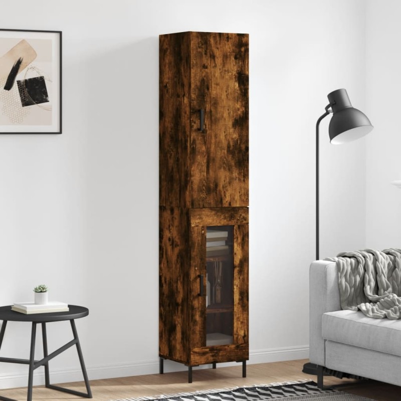 vidaXL Credenza Rovere Fumo 34,5x34x180 cm in Legno Multistrato vidaXL Credenza Rovere Fumo 34,5x34x180 cm in Legno Multistrato
