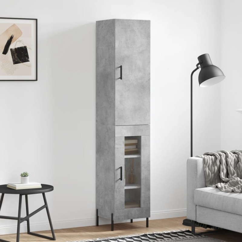 vidaXL Credenza Grigio Cemento 34,5x34x180 cm in Legno Multistrato vidaXL Credenza Grigio Cemento 34,5x34x180 cm in Legno Multistrato
