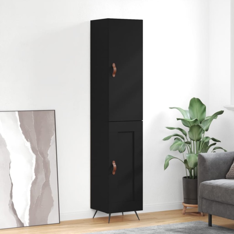 vidaXL Credenza Nera 34,5x34x180 cm in Legno Multistrato vidaXL Credenza Nera 34,5x34x180 cm in Legno Multistrato
