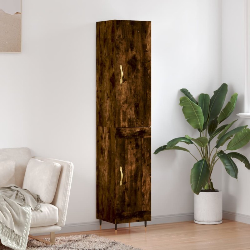 vidaXL Credenza Rovere Fumo 34,5x34x180 cm in Legno Multistrato vidaXL Credenza Rovere Fumo 34,5x34x180 cm in Legno Multistrato
