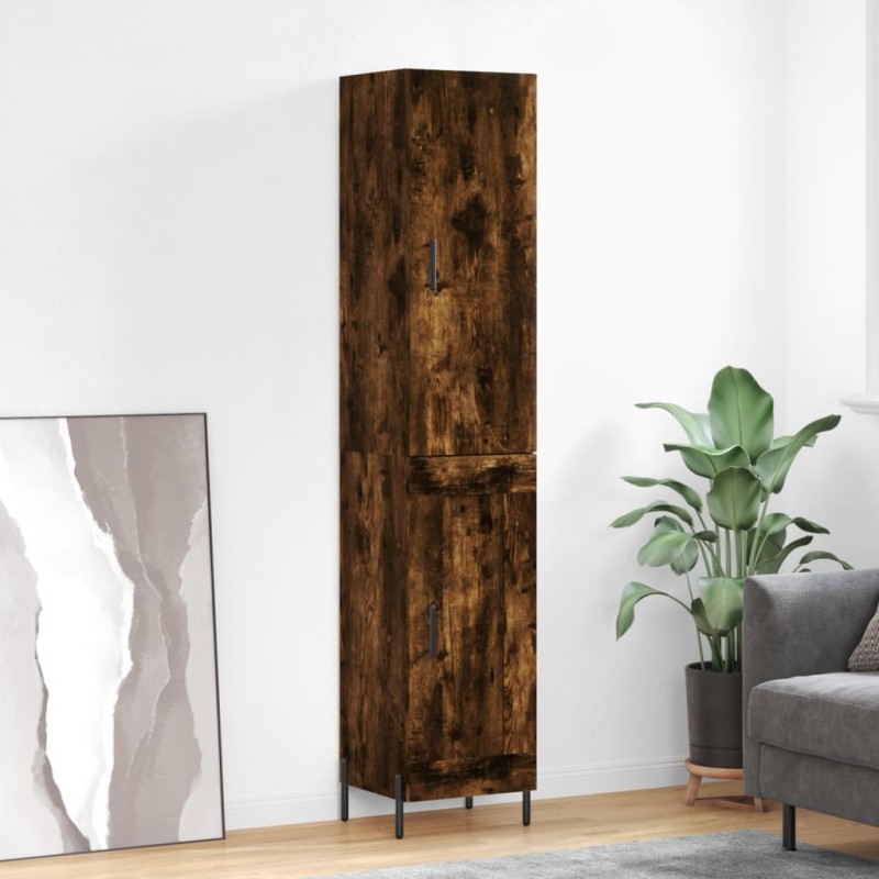 vidaXL Credenza Rovere Fumo 34,5x34x180 cm in Legno Multistrato vidaXL Credenza Rovere Fumo 34,5x34x180 cm in Legno Multistrato