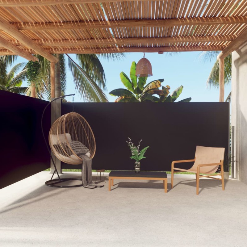 Tenda da Sole Laterale Retrattile Nera 160x600 cm Tenda da Sole Laterale Retrattile Nera 160x600 cm