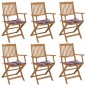 Sedie da Giardino Pieghevoli 6 pz con Cuscini Massello Acacia Sedie da Giardino Pieghevoli 6 pz con Cuscini Massello Acacia