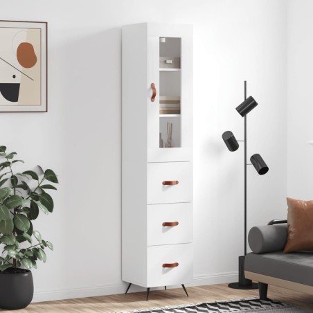 vidaXL Credenza Bianca 34,5x34x180 cm in Legno Multistrato