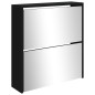 Scarpiera con Specchio a 2 Livelli Nera 63x17x67 cm Scarpiera con Specchio a 2 Livelli Nera 63x17x67 cm