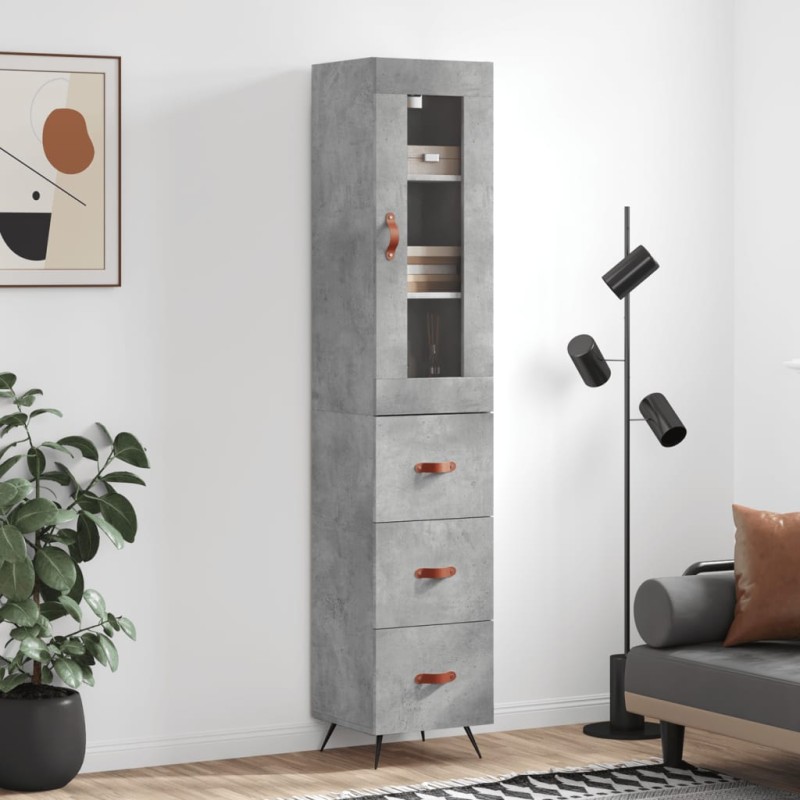 vidaXL Credenza Grigio Cemento 34,5x34x180 cm in Legno Multistrato vidaXL Credenza Grigio Cemento 34,5x34x180 cm in Legno Multistrato