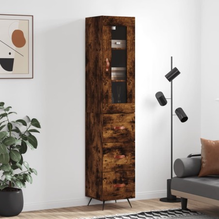 vidaXL Credenza Rovere Fumo 34,5x34x180 cm in Legno Multistrato