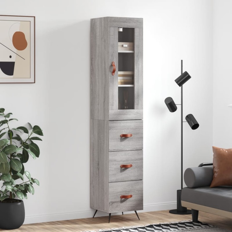 vidaXL Credenza Grigio Sonoma 34,5x34x180 cm in Legno Multistrato vidaXL Credenza Grigio Sonoma 34,5x34x180 cm in Legno Multistrato