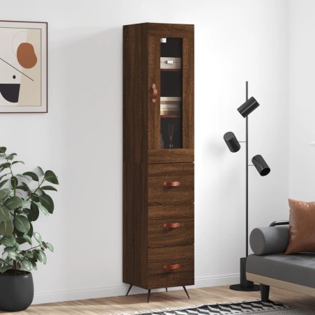 vidaXL Credenza Rovere Marrone 34,5x34x180 cm in Legno Multistrato