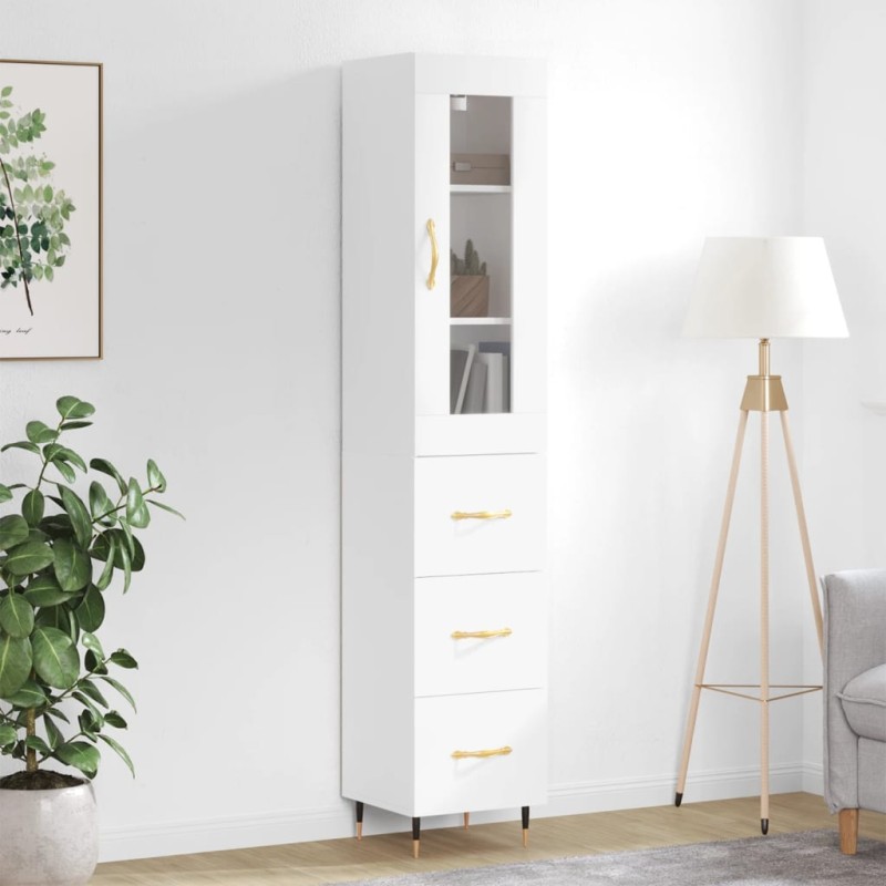 vidaXL Credenza Bianca 34,5x34x180 cm in Legno Multistrato vidaXL Credenza Bianca 34,5x34x180 cm in Legno Multistrato