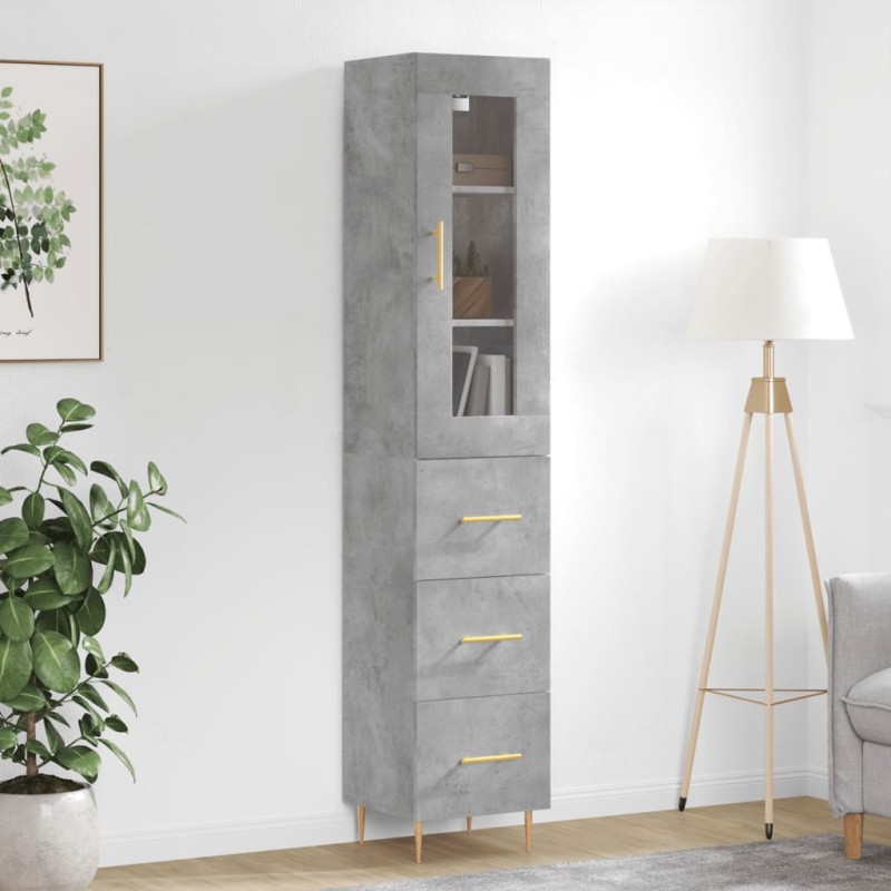 vidaXL Credenza Grigio Cemento 34,5x34x180 cm in Legno Multistrato vidaXL Credenza Grigio Cemento 34,5x34x180 cm in Legno Multistrato