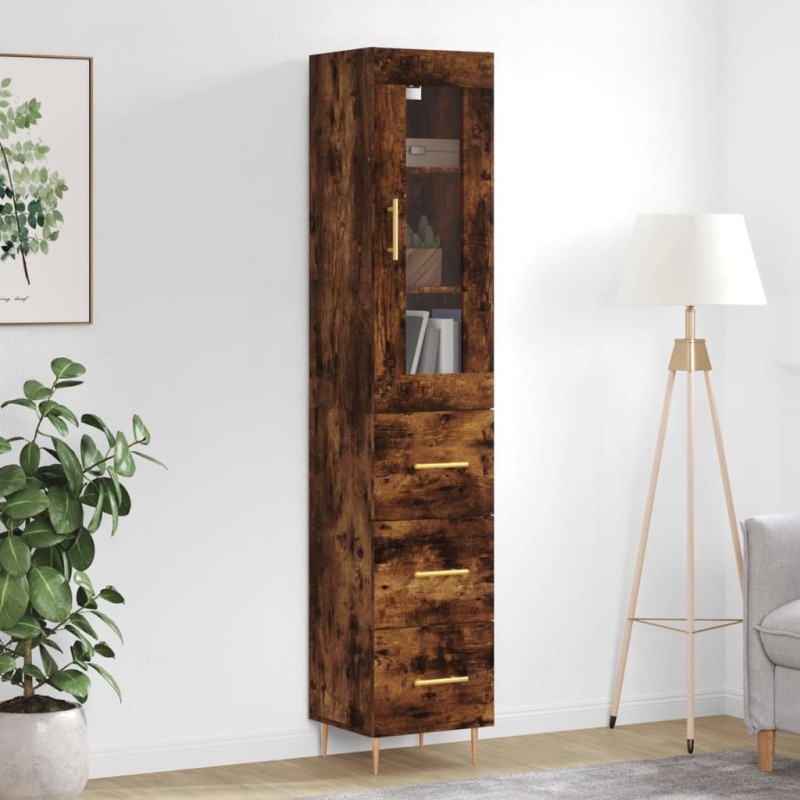 vidaXL Credenza Rovere Fumo 34,5x34x180 cm in Legno Multistrato vidaXL Credenza Rovere Fumo 34,5x34x180 cm in Legno Multistrato