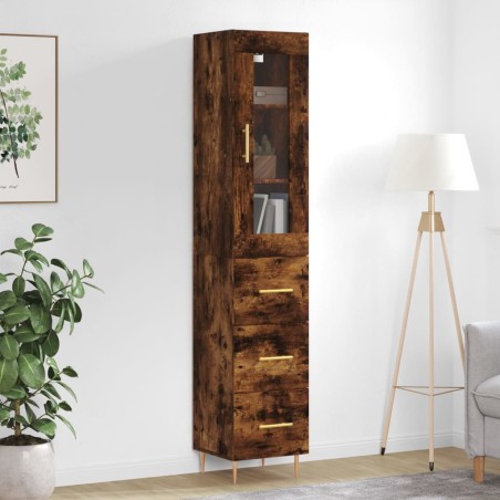 vidaXL Credenza Rovere Fumo 34,5x34x180 cm in Legno Multistrato