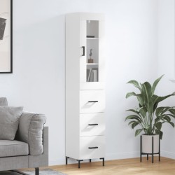 vidaXL Credenza 34,5x34x180 cm in Legno Multistrato Bianco Lucido