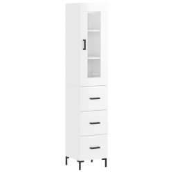 vidaXL Credenza 34,5x34x180 cm in Legno Multistrato Bianco Lucido
