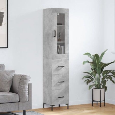 vidaXL Credenza Grigio Cemento 34,5x34x180 cm in Legno Multistrato