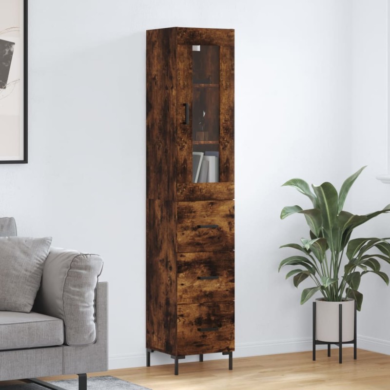 vidaXL Credenza Rovere Fumo 34,5x34x180 cm in Legno Multistrato vidaXL Credenza Rovere Fumo 34,5x34x180 cm in Legno Multistrato