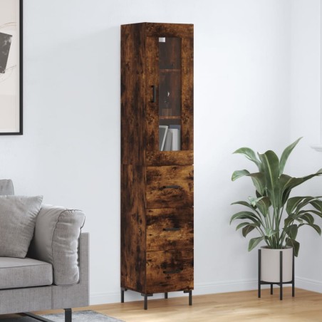 vidaXL Credenza Rovere Fumo 34,5x34x180 cm in Legno Multistrato