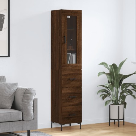 vidaXL Credenza Rovere Marrone 34,5x34x180 cm in Legno Multistrato