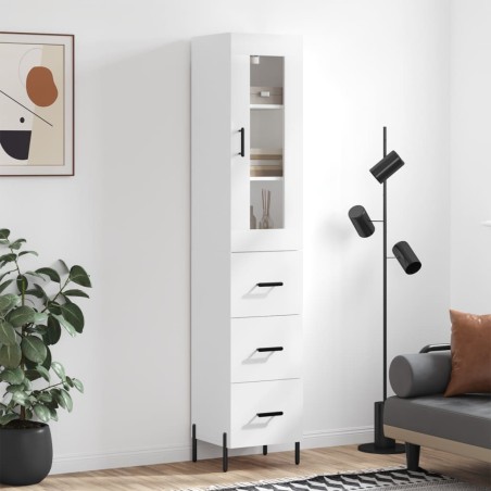 vidaXL Credenza Bianca 34,5x34x180 cm in Legno Multistrato