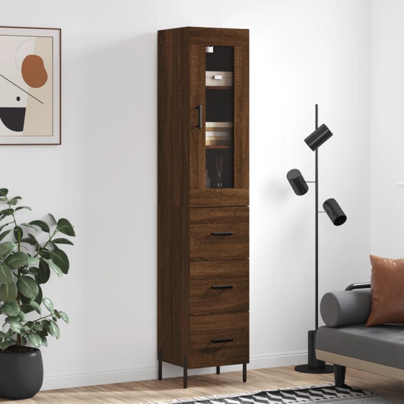 vidaXL Credenza Rovere Marrone 34,5x34x180 cm in Legno Multistrato vidaXL Credenza Rovere Marrone 34,5x34x180 cm in Legno Multistrato