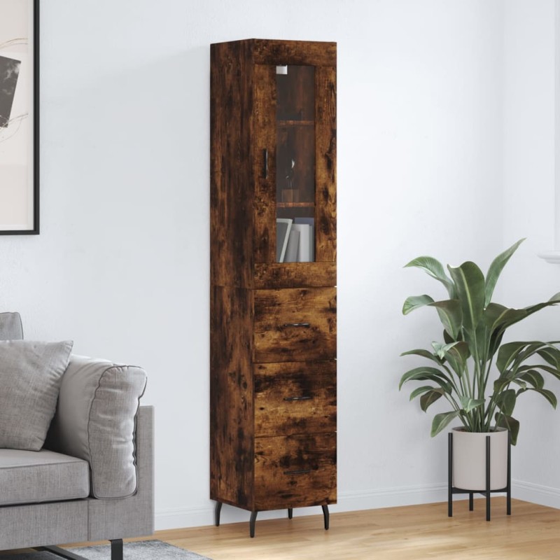 vidaXL Credenza Rovere Fumo 34,5x34x180 cm in Legno Multistrato vidaXL Credenza Rovere Fumo 34,5x34x180 cm in Legno Multistrato