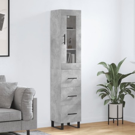 vidaXL Credenza Grigio Cemento 34,5x34x180 cm in Legno Multistrato