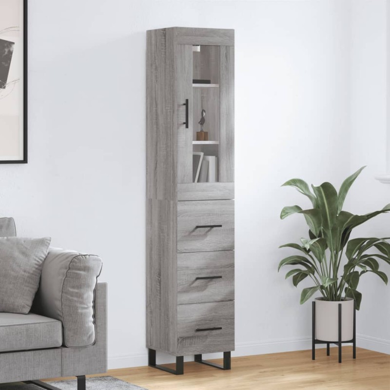 vidaXL Credenza Grigio Sonoma 34,5x34x180 cm in Legno Multistrato vidaXL Credenza Grigio Sonoma 34,5x34x180 cm in Legno Multistrato