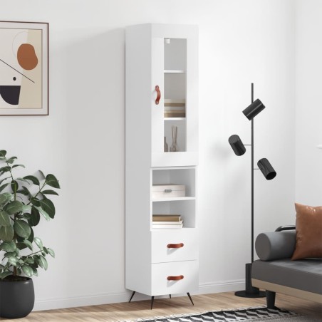 vidaXL Credenza Bianca 34,5x34x180 cm in Legno Multistrato