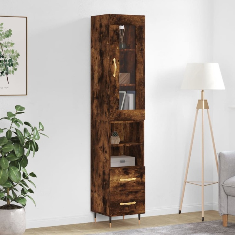 vidaXL Credenza Rovere Fumo 34,5x34x180 cm in Legno Multistrato vidaXL Credenza Rovere Fumo 34,5x34x180 cm in Legno Multistrato