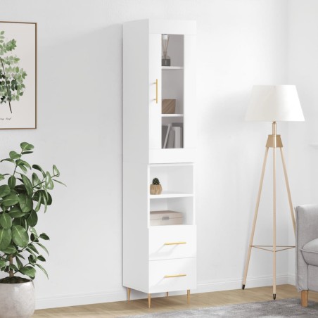 vidaXL Credenza 34,5x34x180 cm in Legno Multistrato Bianco Lucido