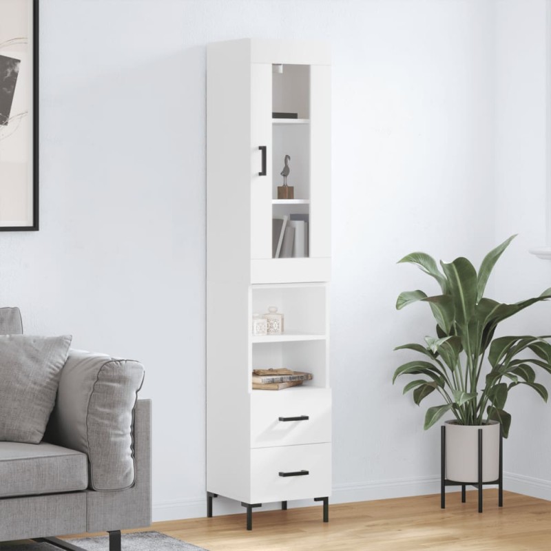 vidaXL Credenza Bianca 34,5x34x180 cm in Legno Multistrato vidaXL Credenza Bianca 34,5x34x180 cm in Legno Multistrato
