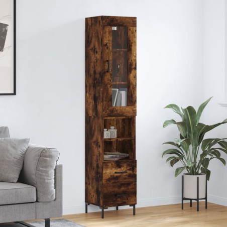 vidaXL Credenza Rovere Fumo 34,5x34x180 cm in Legno Multistrato