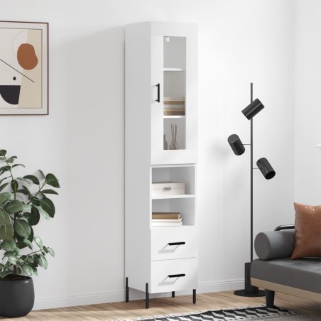 vidaXL Credenza Bianca 34,5x34x180 cm in Legno Multistrato
