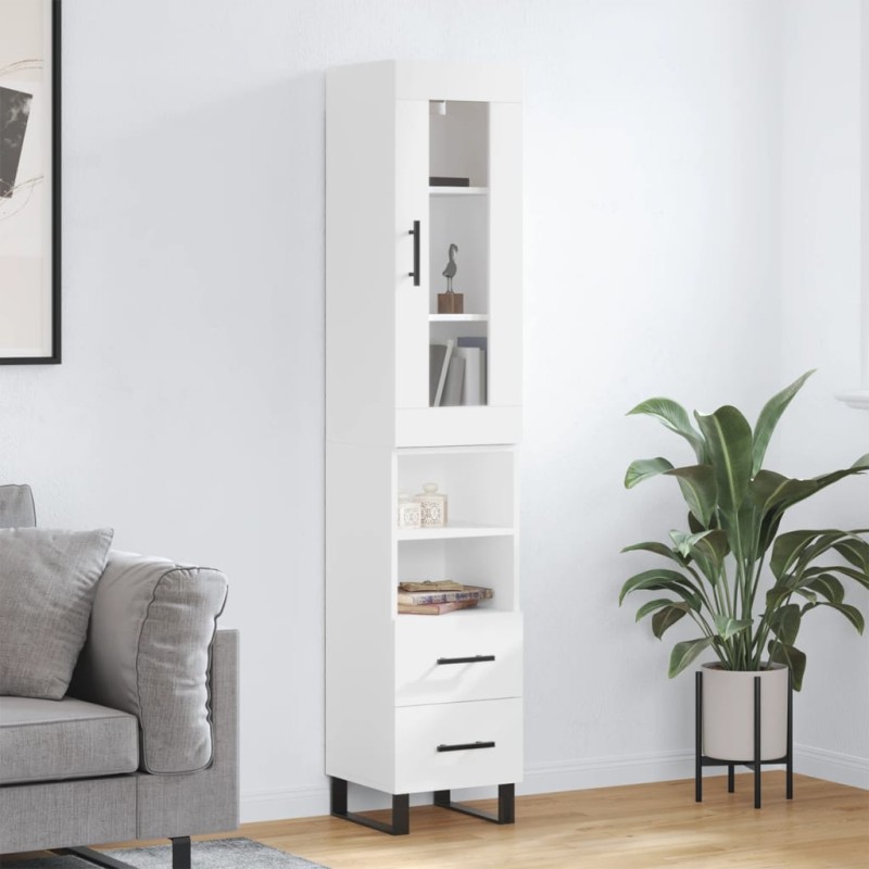 vidaXL Credenza Bianca 34,5x34x180 cm in Legno Multistrato vidaXL Credenza Bianca 34,5x34x180 cm in Legno Multistrato