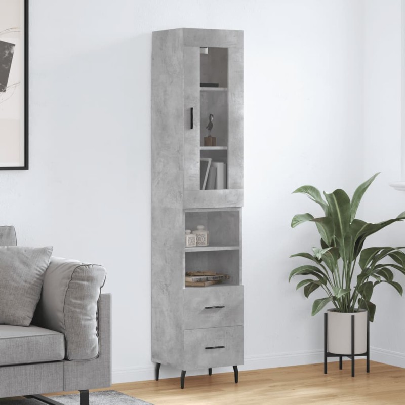 vidaXL Credenza Grigio Cemento 34,5x34x180 cm in Legno Multistrato vidaXL Credenza Grigio Cemento 34,5x34x180 cm in Legno Multistrato