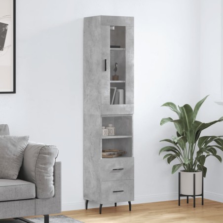 vidaXL Credenza Grigio Cemento 34,5x34x180 cm in Legno Multistrato
