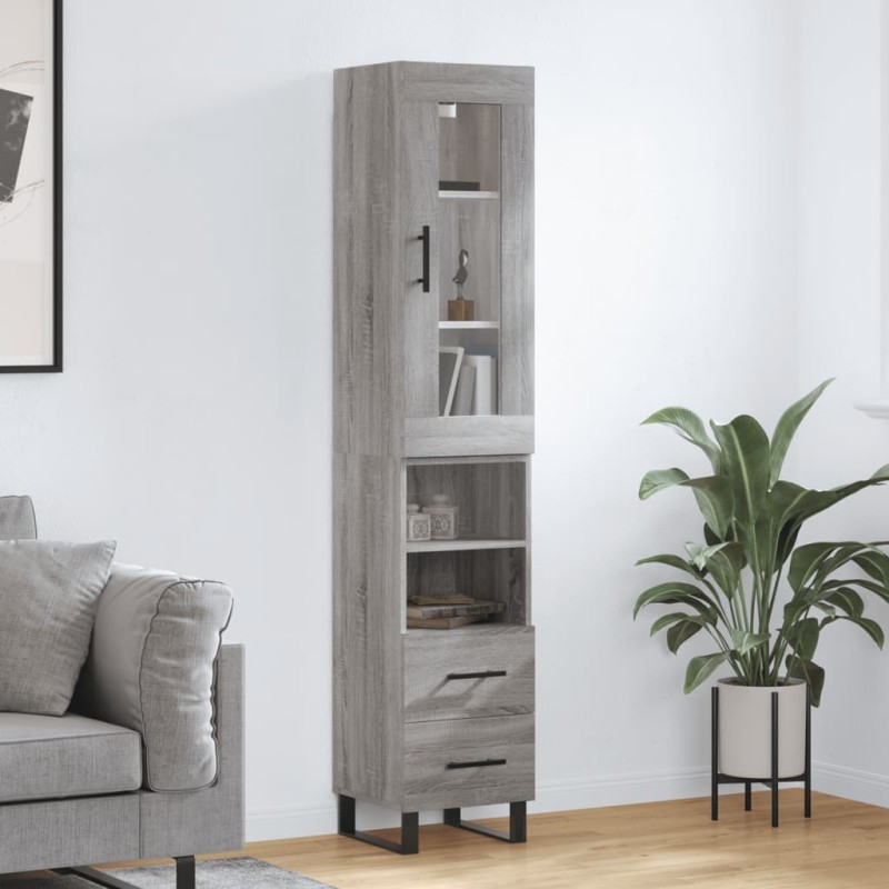 vidaXL Credenza Grigio Sonoma 34,5x34x180 cm in Legno Multistrato vidaXL Credenza Grigio Sonoma 34,5x34x180 cm in Legno Multistrato